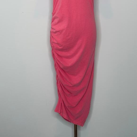 Sundry Side Shirred Side Slit Pink Midi T-Shirt Dress Womens Size 1 / Small - Picture 3 of 9